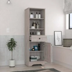 17.30 In. W X 13.80 In. D X 55.70 In. H Grey Particle Board Freestanding Linen Cabinet With 2-Shelves In Grey 11 17.30 In. W X 13.80 In. D X 55.70 In. H Grey Particle Board Freestanding Linen Cabinet With 2-Shelves In Grey -FURITURE SALE SHOP grey tahanbath linen cabinets ct xl p188813 31 1000