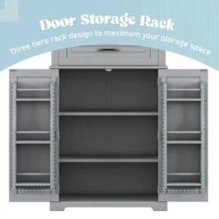 30.00 In. W X 15.70 In. D X 72.20 In. H In Grey Bathroom Storage Linen Cabinet With Doors, Drawer And Adjustable Shelf -FURITURE SALE SHOP grey tahanbath linen cabinets z n759p241667e 44 1000