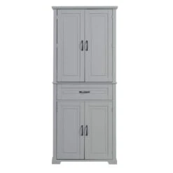 15.70 In. W X 29.90 In. D X 72.20 In. H Bathroom Storage Wall Cabinet In Grey