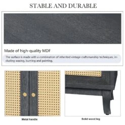 Dark Gray Rattan Sideboard Buffer Cabinet-Handcrafted With Premium Grain Panels, 4-Rattan Doors And Adjustable Shelves 10 Dark Gray Rattan Sideboard Buffer Cabinet-Handcrafted With Premium Grain Panels, 4-Rattan Doors And Adjustable Shelves -FURITURE SALE SHOP grey tahanbath pantry organizers z w1445125265 1f 1000