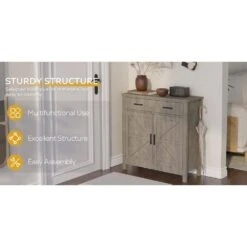 Modern Farmhouse-Style Kitchen Storage Cabinet In Grey: Ideal Coffee Bar With Storage For Multiple Rooms -FURITURE SALE SHOP grey tahanbath pantry organizers z w2386p207776 c3 1000