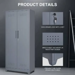 Must-Have Metal Storage Cabinets: Locking Door Cleaning Tool Cabinet For Kitchen, Office & More In Grey -FURITURE SALE SHOP grey tahanbath pantry organizers z w328p193779 1f 1000