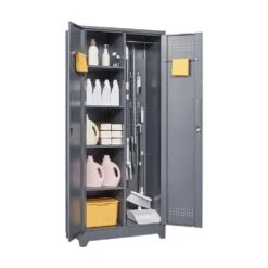 Must-Have Metal Storage Cabinets: Locking Door Cleaning Tool Cabinet For Kitchen, Office & More In Grey -FURITURE SALE SHOP grey tahanbath pantry organizers z w328p193779 31 1000