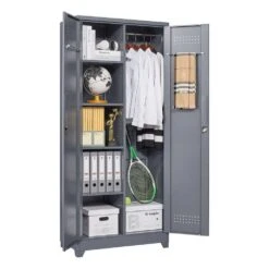 72.8 In Gray Metal Locker,Lockable Cleaning Tool Cabinet With Adjustable Shelves -FURITURE SALE SHOP grey tahanbath pantry organizers z w688134397 1f 1000