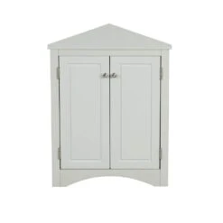 Grey Triangle Bathroom Storage Cabinet With Adjustable Shelves Freestanding Floor Cabinet For Home Kitchen