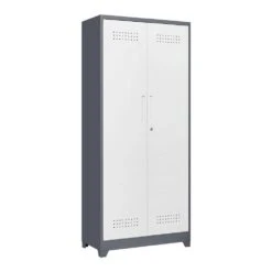 72in.H Metal Lockers With Lockable Cleaning Tool Cabinets With Adjustable Shelves In Gray