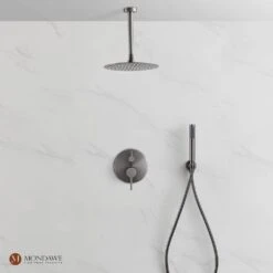 1-Spray 10 In. Ceiling Mount 1.8 GPM Dual Shower Head And Handheld Shower Head In Gun Black -FURITURE SALE SHOP gun black tahanbath dual shower heads z s133ac 10gb 1f 1000