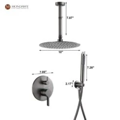 1-Spray 10 In. Ceiling Mount 1.8 GPM Dual Shower Head And Handheld Shower Head In Gun Black -FURITURE SALE SHOP gun black tahanbath dual shower heads z s133ac 10gb 4f 1000