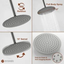 1-Spray 10 In. Ceiling Mount 1.8 GPM Dual Shower Head And Handheld Shower Head In Gun Black -FURITURE SALE SHOP gun black tahanbath dual shower heads z s133ac 10gb 76 1000