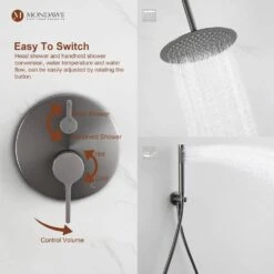 1-Spray 10 In. Ceiling Mount 1.8 GPM Dual Shower Head And Handheld Shower Head In Gun Black -FURITURE SALE SHOP gun black tahanbath dual shower heads z s133ac 10gb fa 1000