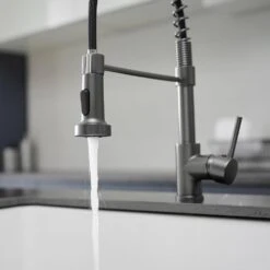 Single Handle Deck Mount Pull Down Sprayer Kitchen Faucet In Gun Grey -FURITURE SALE SHOP gun grey pull down kitchen faucets xy 289l 45 q 4f 1000