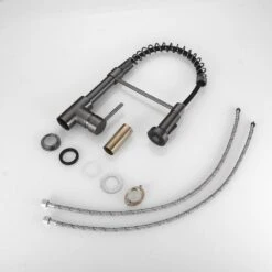 Single Handle Deck Mount Pull Down Sprayer Kitchen Faucet In Gun Grey -FURITURE SALE SHOP gun grey pull down kitchen faucets xy 289l 45 q 76 1000