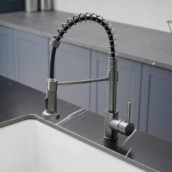 Single Handle Deck Mount Pull Down Sprayer Kitchen Faucet In Gun Grey -FURITURE SALE SHOP gun grey pull down kitchen faucets xy 289l 45 q c3 1000