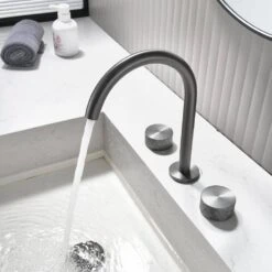 10 In. Widespread 3 Hole Bathroom Faucet Brass In Gunmetal Gray 17 10 In. Widespread 3 Hole Bathroom Faucet Brass In Gunmetal Gray -FURITURE SALE SHOP gunmetal gray widespread bathroom faucets q nk0936 31 1000