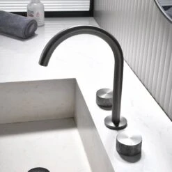 10 In. Widespread 3 Hole Bathroom Faucet Brass In Gunmetal Gray 12 10 In. Widespread 3 Hole Bathroom Faucet Brass In Gunmetal Gray -FURITURE SALE SHOP gunmetal gray widespread bathroom faucets q nk0936 4f 1000