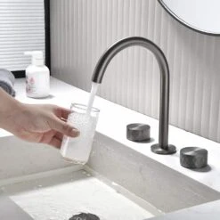 10 In. Widespread 3 Hole Bathroom Faucet Brass In Gunmetal Gray 16 10 In. Widespread 3 Hole Bathroom Faucet Brass In Gunmetal Gray -FURITURE SALE SHOP gunmetal gray widespread bathroom faucets q nk0936 76 1000