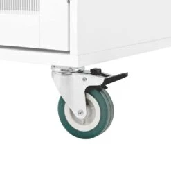 Kitchen Island Storage Trolley Cart On Wheels With Dropleaf Top, Towel/Spice Rack,2-Drawers, 2-Door Cabinet In White -FURITURE SALE SHOP ivory white tahanbath kitchen carts z wf312383aag 76 1000