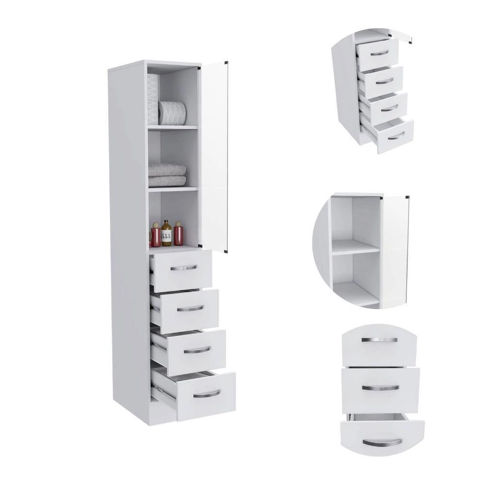 15.70 In. W X 15.70 In. D X 59.30 In. H Bathroom Storage Wall Cabinet In Light Gray 3 15.70 In. W X 15.70 In. D X 59.30 In. H Bathroom Storage Wall Cabinet In Light Gray - Image 3