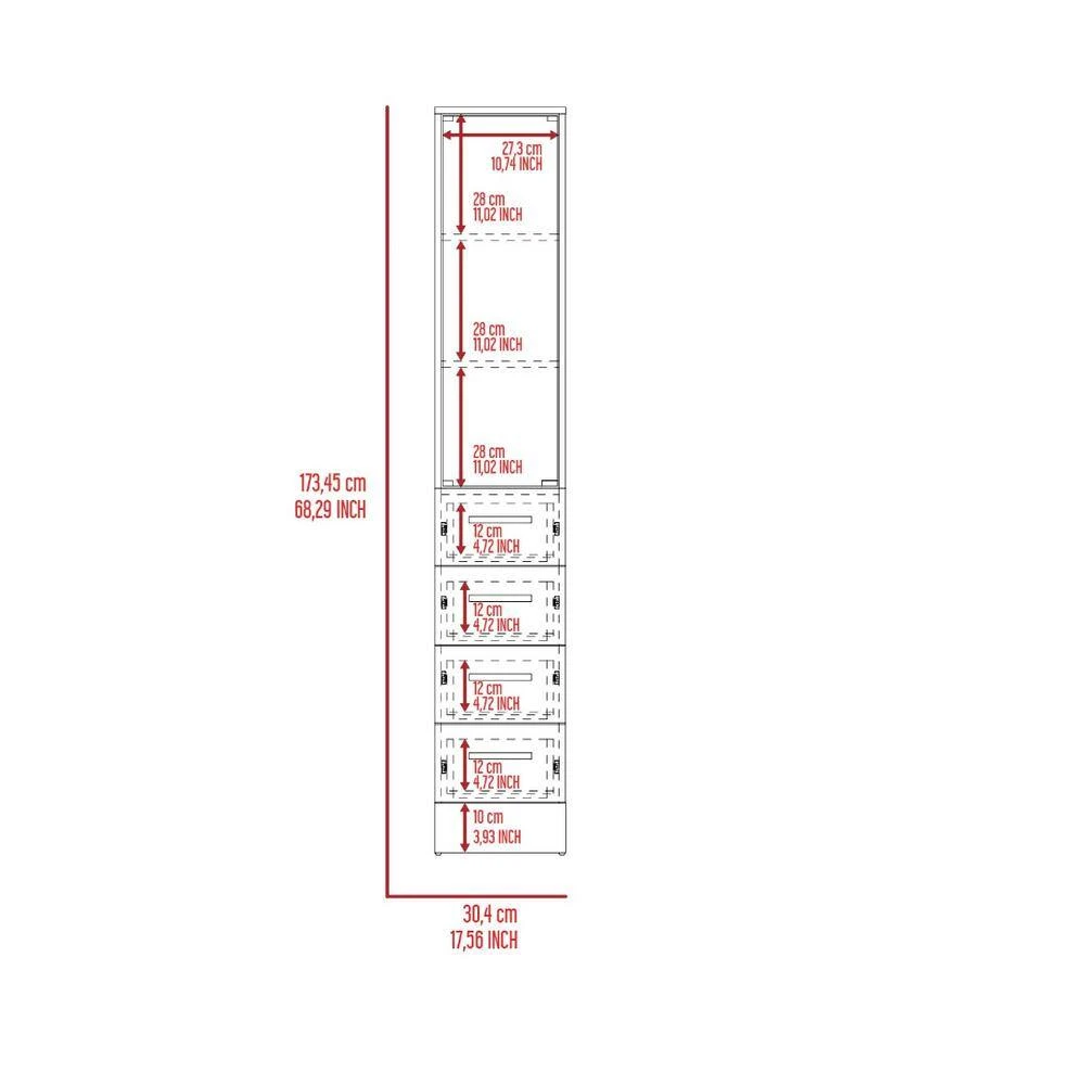 15.70 In. W X 15.70 In. D X 59.30 In. H Bathroom Storage Wall Cabinet In Light Gray 2 15.70 In. W X 15.70 In. D X 59.30 In. H Bathroom Storage Wall Cabinet In Light Gray - Image 2
