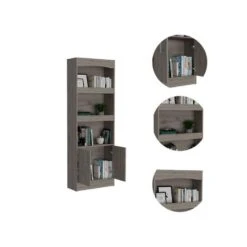 24.88 In. W X 10.35 In. D X 71.10 In. H Gray Particle Board Freestanding Linen Cabinet W/4-Shelves In Gray -FURITURE SALE SHOP light gray tahanbath linen cabinets ct xl 122900 44 1000