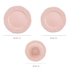 12-Pieces Porcelain Dinnerware Set Light Pink -FURITURE SALE SHOP light pink tahanbath dinnerware sets z b029p332170 1f 1000