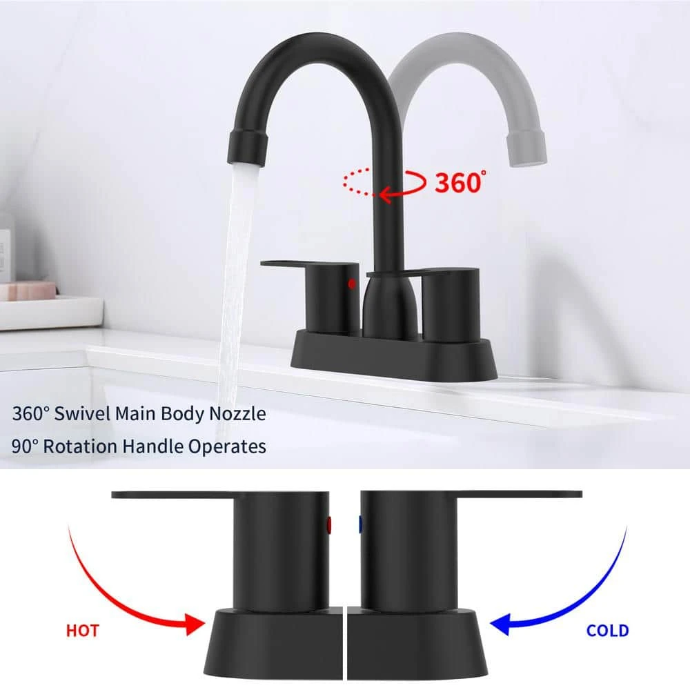 Centerset 2-Handles RV Bathroom Faucets High Arc Bathroom Sink Faucet In Matte Black 3 Centerset 2-Handles RV Bathroom Faucets High Arc Bathroom Sink Faucet In Matte Black - Image 3