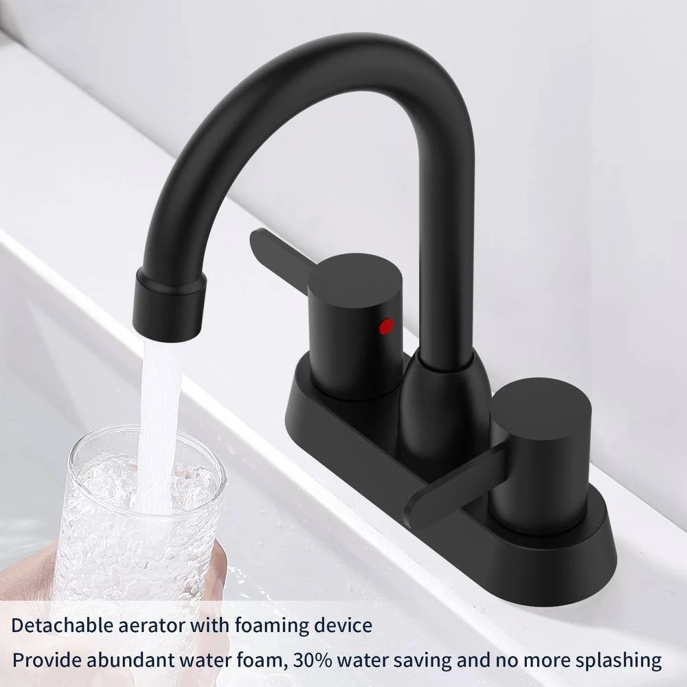 Classic Centerset 2-Handles Bathroom Faucet With Drain Kit Included In Matte Black 2 Classic Centerset 2-Handles Bathroom Faucet With Drain Kit Included In Matte Black - Image 2