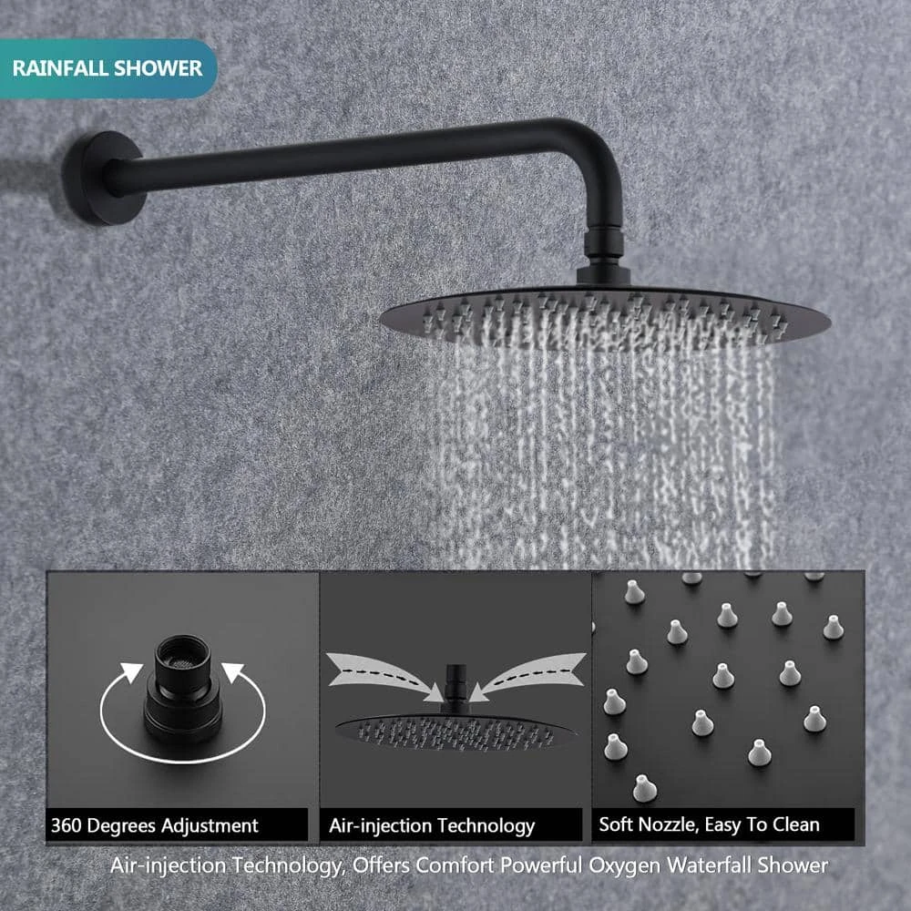 2-Handle Claw Foot Tub Faucetwith 10 In. Rain Shower Head And Handheld Shower Head Set In Matt Black 7 2-Handle Claw Foot Tub Faucetwith 10 In. Rain Shower Head And Handheld Shower Head Set In Matt Black - Image 7
