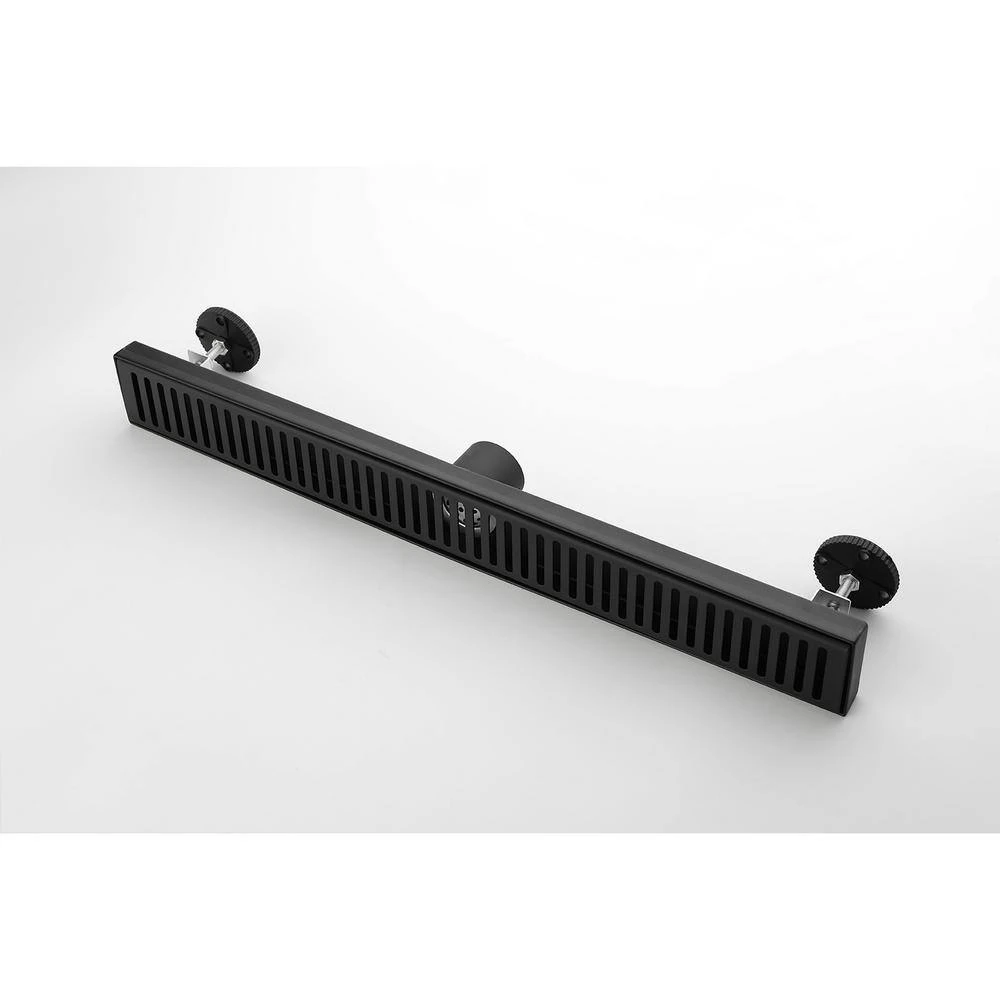 24 In. Linear Shower Drain, Included Hair Strainer And Leveling Feet In Matt Black 6 24 In. Linear Shower Drain, Included Hair Strainer And Leveling Feet In Matt Black - Image 6