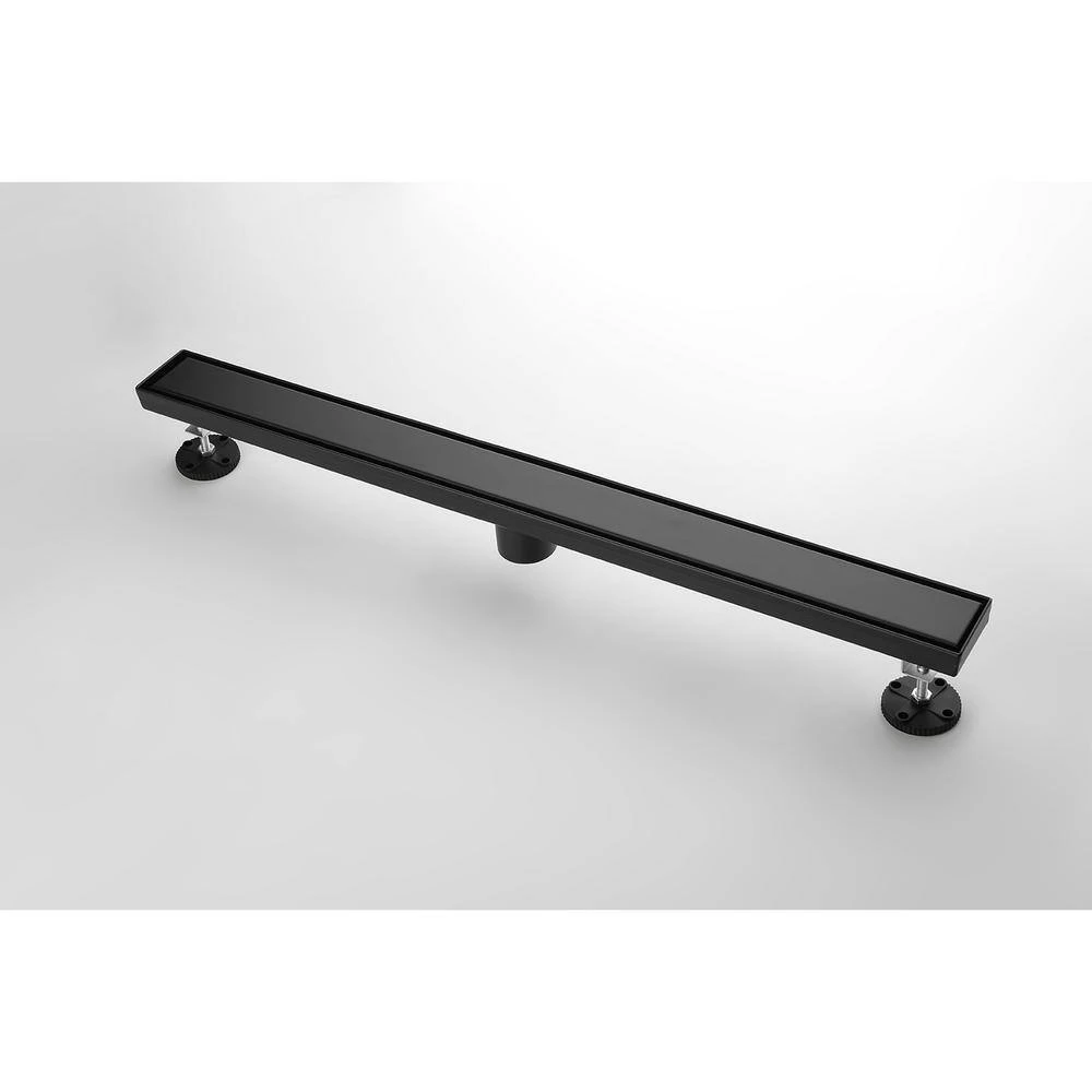 30 In. Linear Shower Drain, Included Hair Strainer And Leveling Feet In Matt Black 3 30 In. Linear Shower Drain, Included Hair Strainer And Leveling Feet In Matt Black - Image 3