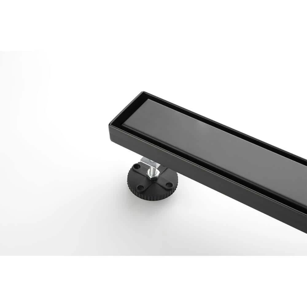 32 In. Linear Shower Drain, Included Hair Strainer And Leveling Feet In Matt Black 3 32 In. Linear Shower Drain, Included Hair Strainer And Leveling Feet In Matt Black - Image 3