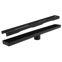 24 Inches Linear Shower Drain 304 Stainless Shower Drain Included Hair Strainer And Leveling Feet In Matte Black -FURITURE SALE SHOP matt black tahanbath sink strainers y w92891558 4f 1000