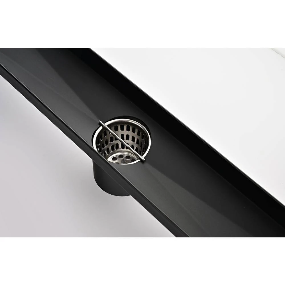 Square Shower Floor Drain With Flange, Pattern Grate Removable, Food-Grade SUS 304 Stainless Steel In Matte Black 2 Square Shower Floor Drain With Flange, Pattern Grate Removable, Food-Grade SUS 304 Stainless Steel In Matte Black - Image 2