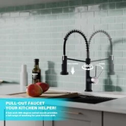 Single Handle Deck Mount Pull Down Sprayer Kitchen Faucet In Matte Black And Brushed Nickel -FURITURE SALE SHOP matte black and brushed nickel pull down kitchen faucets q xy 2135bn 1p 1 1f 1000