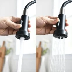 Single Handle Deck Mount Pull Down Sprayer Kitchen Faucet In Matte Black And Brushed Nickel -FURITURE SALE SHOP matte black and brushed nickel pull down kitchen faucets q xy 2135bn 1p 1 44 1000