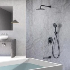 Single Handle 3-Spray High Pressure Tub And Shower Faucet Combo With Tub Spout In Matte Black (Valve Included) 23 Single Handle 3-Spray High Pressure Tub And Shower Faucet Combo With Tub Spout In Matte Black (Valve Included) -FURITURE SALE SHOP matte black bathtub shower faucet combos w1194 d96203h zq 31 1000