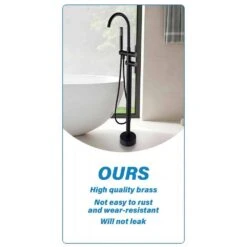 Single-Handle Freestanding Waterfall Tub Filler Bathroom Tub Faucet With Handheld Shower In Matte Black -FURITURE SALE SHOP matte black claw foot tub faucets q xy hs217b fa 1000