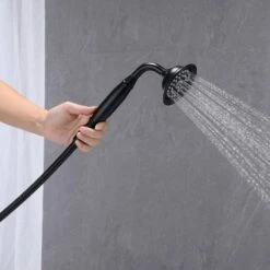 Double Lever Handle Freestanding Tub Filler Bathtub Faucet With Hand Held Shower In Matte Black -FURITURE SALE SHOP matte black claw foot tub faucets w122453464 kxc 1f 1000