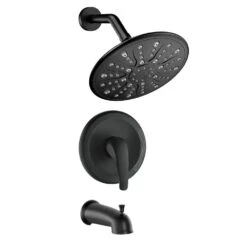 Single Handle Rain Showerhead, Freestanding Tub Faucet In Matte Black