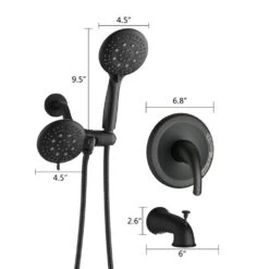 Single Handle 7 Function Rain Freestanding Tub Faucet With Handheld Shower In Matte Black -FURITURE SALE SHOP matte black claw foot tub faucets x w1219 w46591 fa 1000