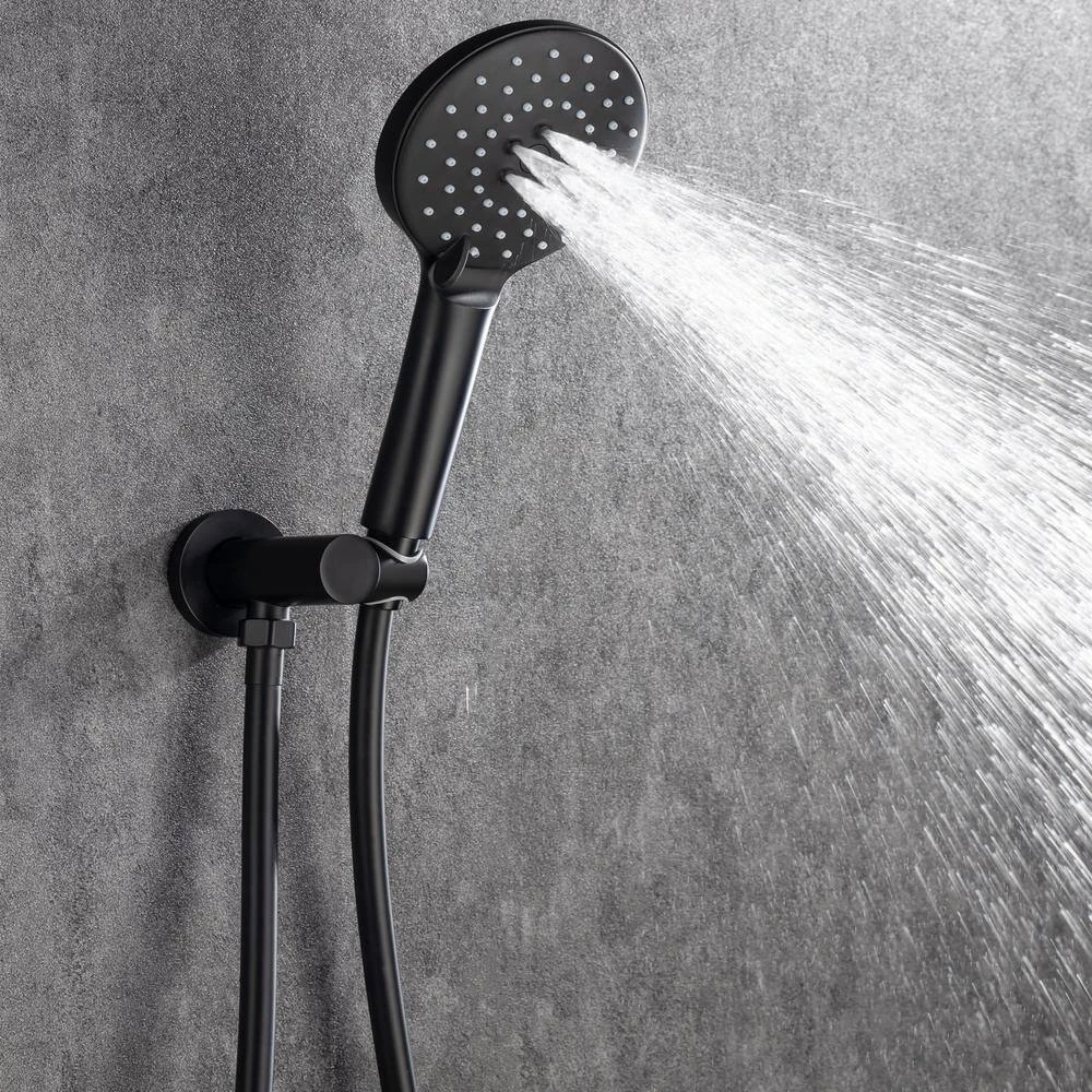 3-Spray Patterns With 2.5 GPM 12 In. Ceiling Mounted Dual Shower Heads Shower System Mix Set In Matte Black 4 3-Spray Patterns With 2.5 GPM 12 In. Ceiling Mounted Dual Shower Heads Shower System Mix Set In Matte Black - Image 4