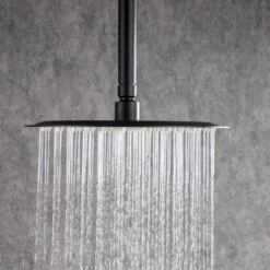 3-Spray Patterns With 2.5 GPM 12 In. Ceiling Mounted Dual Shower Heads Shower System Mix Set In Matte Black 12 3-Spray Patterns With 2.5 GPM 12 In. Ceiling Mounted Dual Shower Heads Shower System Mix Set In Matte Black -FURITURE SALE SHOP matte black dual shower heads pzz 96205 h kxc 44 1000