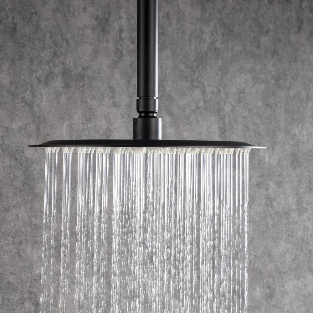 3-Spray Patterns With 2.5 GPM 12 In. Ceiling Mounted Dual Shower Heads Shower System Mix Set In Matte Black 5 3-Spray Patterns With 2.5 GPM 12 In. Ceiling Mounted Dual Shower Heads Shower System Mix Set In Matte Black - Image 5