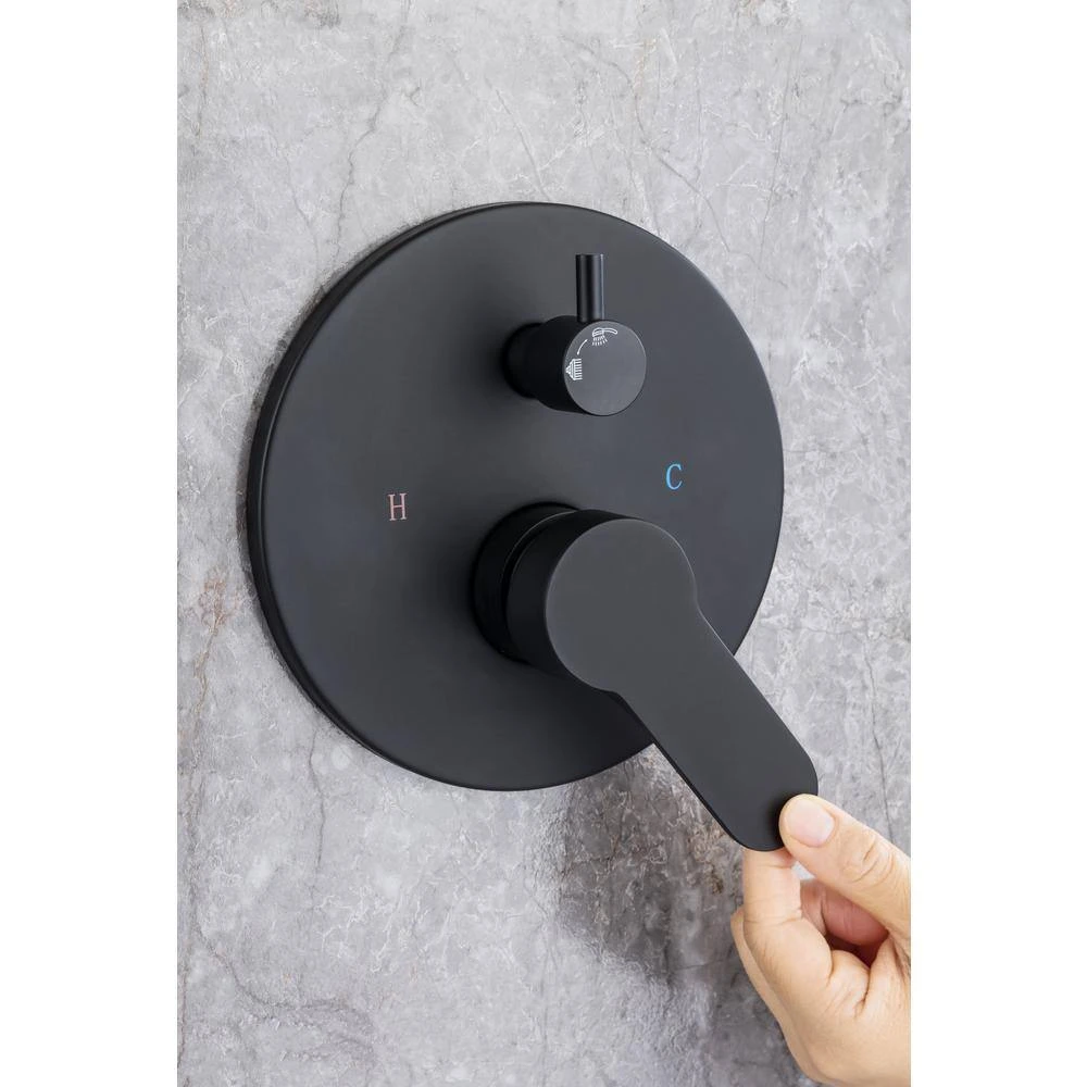 3-Spray Patterns With 2.5 GPM 10 In. Wall Mount Shower System Set Dual Shower Heads With Handheld Spray In Matte Black 3 3-Spray Patterns With 2.5 GPM 10 In. Wall Mount Shower System Set Dual Shower Heads With Handheld Spray In Matte Black - Image 3