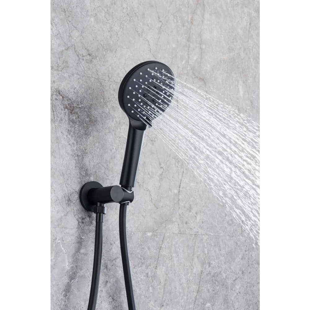 3-Spray Patterns With 2.5 GPM 10 In. Wall Mount Shower System Set Dual Shower Heads With Handheld Spray In Matte Black 9 3-Spray Patterns With 2.5 GPM 10 In. Wall Mount Shower System Set Dual Shower Heads With Handheld Spray In Matte Black - Image 9