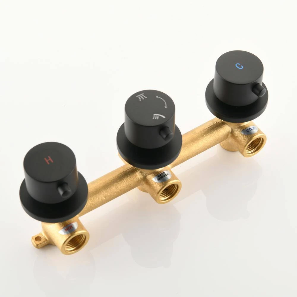 2 Spray Wall Mount Full Rain Shower Faucet With Hand Shower In Matte Black 2.8 Gallons Per Minute 5 2 Spray Wall Mount Full Rain Shower Faucet With Hand Shower In Matte Black 2.8 Gallons Per Minute - Image 5