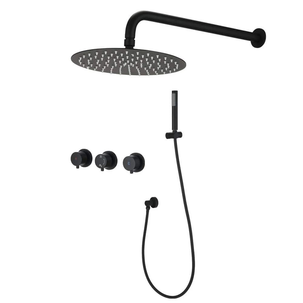 2 Spray Wall Mount Full Rain Shower Faucet With Hand Shower In Matte Black 2.8 Gallons Per Minute 1 2 Spray Wall Mount Full Rain Shower Faucet With Hand Shower In Matte Black 2.8 Gallons Per Minute