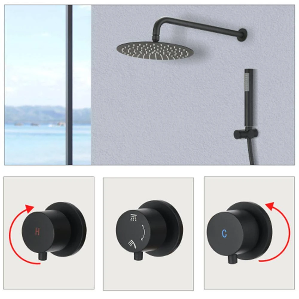 2 Spray Wall Mount Full Rain Shower Faucet With Hand Shower In Matte Black 2.8 Gallons Per Minute 2 2 Spray Wall Mount Full Rain Shower Faucet With Hand Shower In Matte Black 2.8 Gallons Per Minute - Image 2
