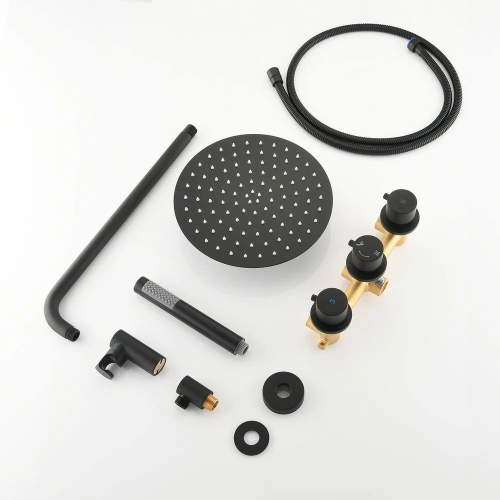 2 Spray Wall Mount Full Rain Shower Faucet With Hand Shower In Matte Black 2.8 Gallons Per Minute 6 2 Spray Wall Mount Full Rain Shower Faucet With Hand Shower In Matte Black 2.8 Gallons Per Minute - Image 6