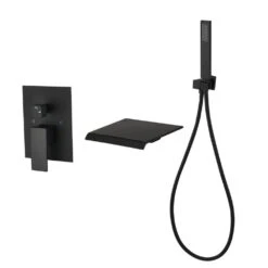 1-Spray Single Handle Wall Mount Tub Faucet With Hand Shower 1.5 GPM In Matte Black